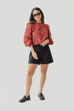 Black Tape Lace Detailed Blouse