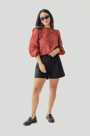Black Tape Lace Detailed Blouse