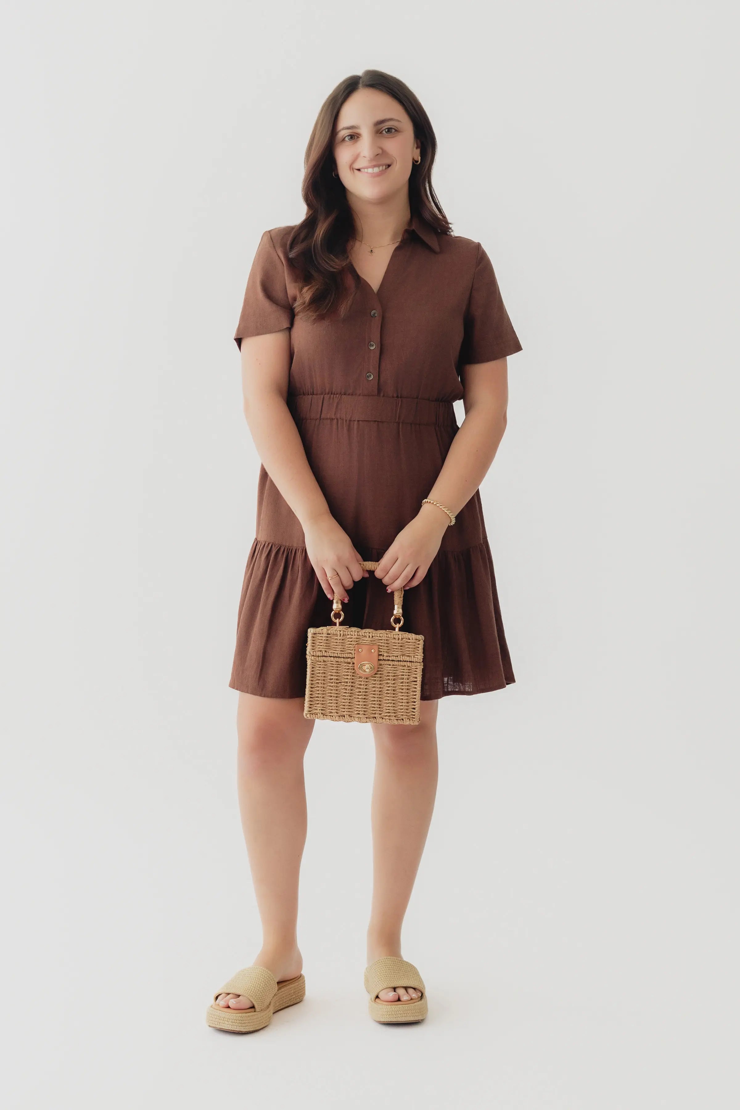 Black Tape Shirt Collar Dress