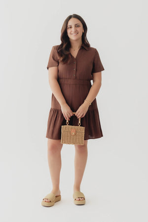 Black Tape Shirt Collar Dress