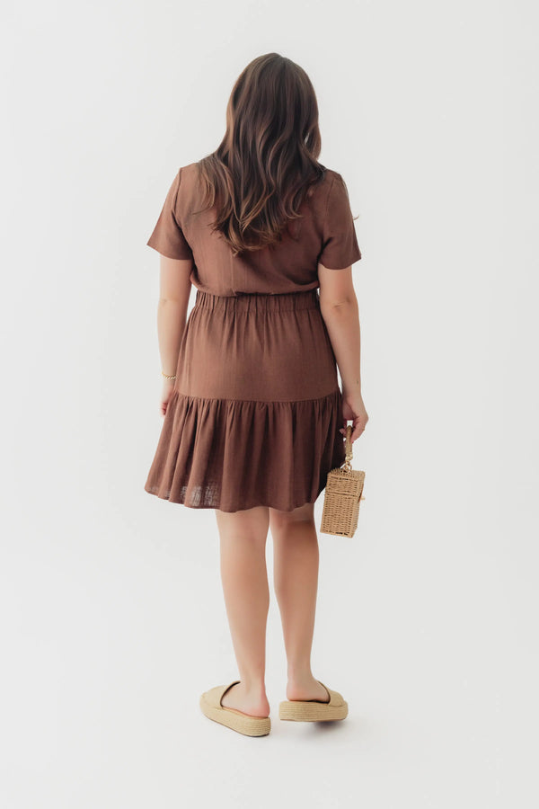 Black Tape Shirt Collar Dress