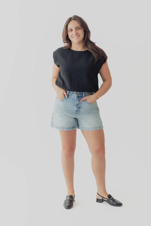 Crescent Samara Cap Sleeve Bubble Hem Top