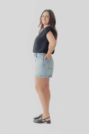 Crescent Samara Cap Sleeve Bubble Hem Top