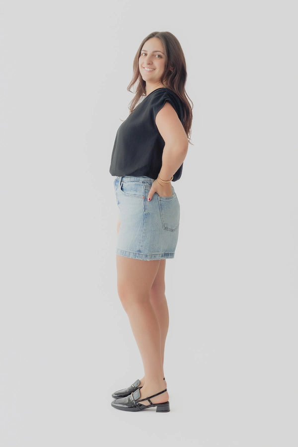 Crescent Samara Cap Sleeve Bubble Hem Top