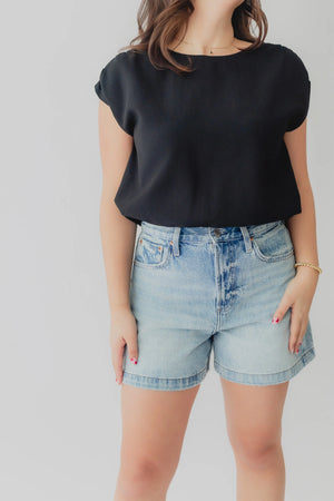 Crescent Samara Cap Sleeve Bubble Hem Top