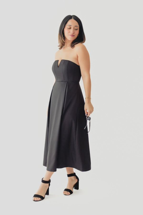 Crescent Zeah V-Wire Midi Dress