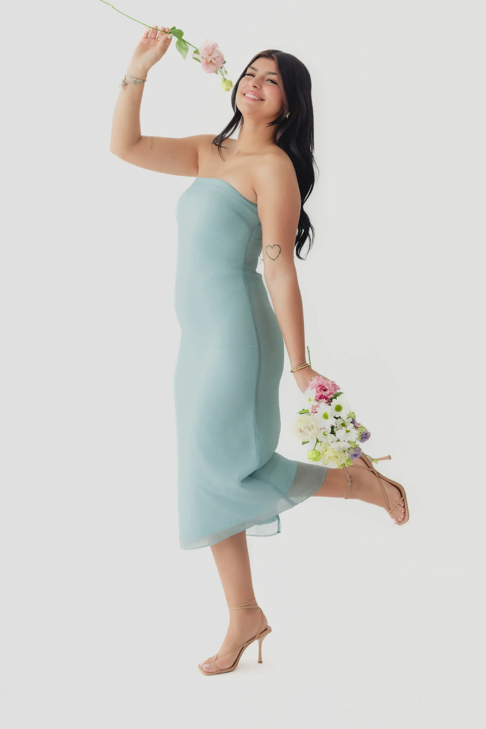 Crescent Zeah Organza Tube Midi Dress
