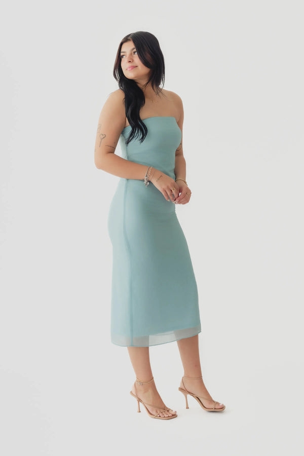 Crescent Zeah Organza Tube Midi Dress