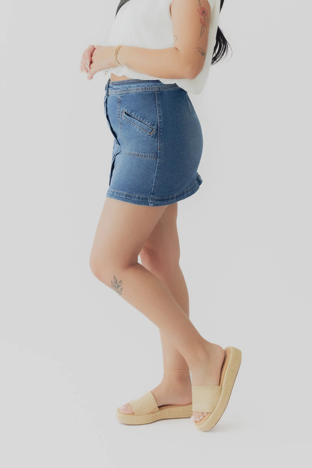 Dex Button Front Denim Mini Skirt